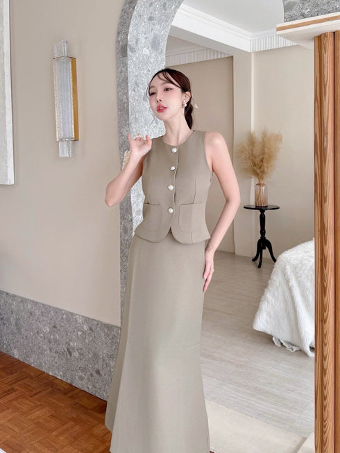 Two Piece Waistcoat Style With Fishtail Skirt